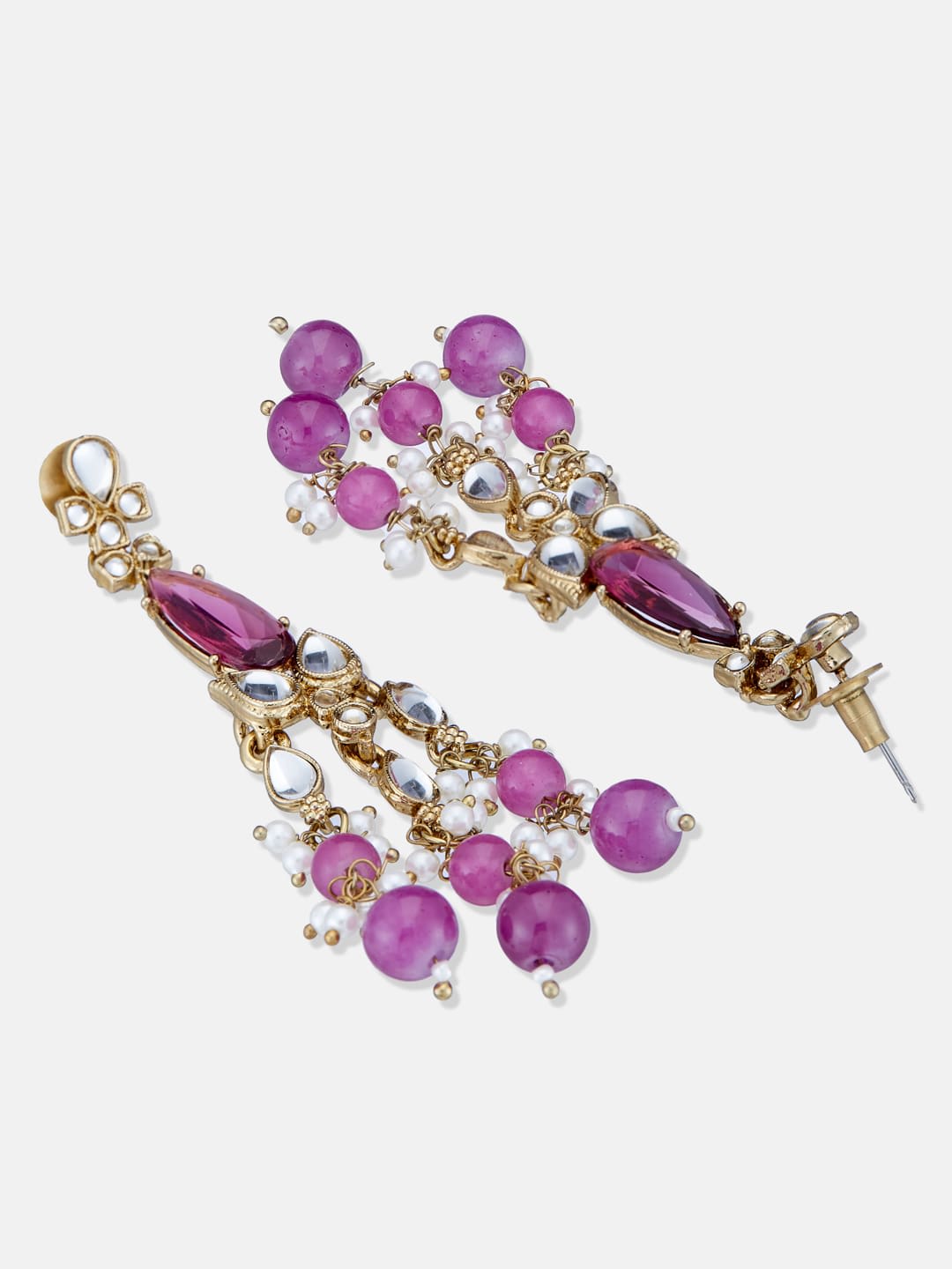 ATIBELLE Contemporary gold plated kundan stone studded shaped  earrings Drop Earrings