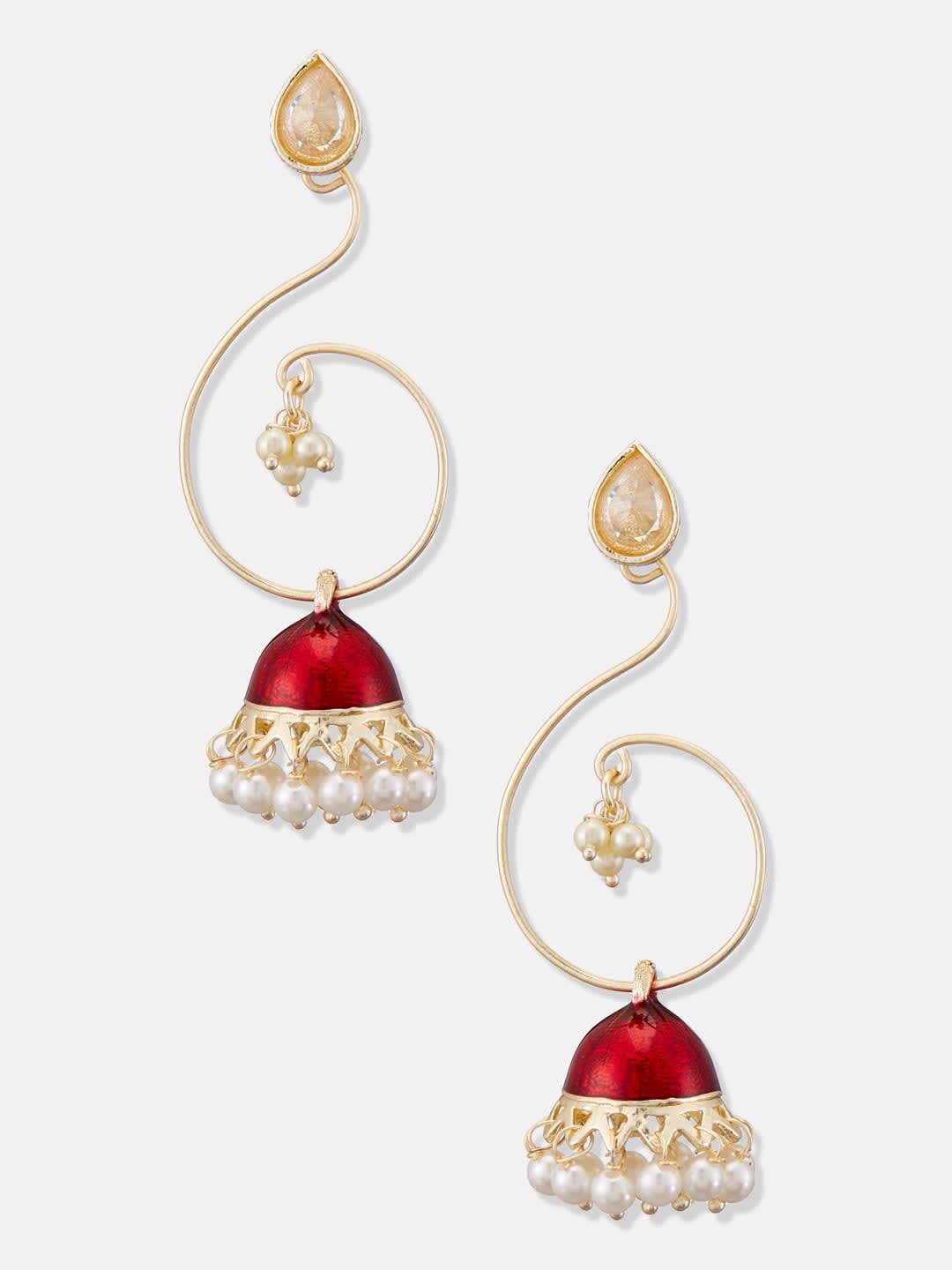 ATIBELLE Silver-Plated Cubic Zirconia Stone Studded Contemporary Drop Earrings