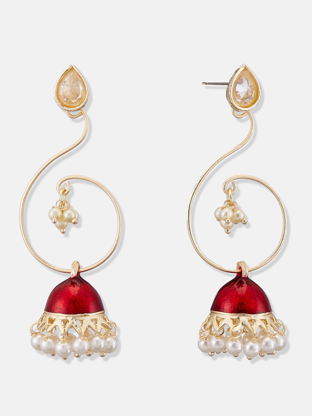 ATIBELLE Silver-Plated Cubic Zirconia Stone Studded Contemporary Drop Earrings