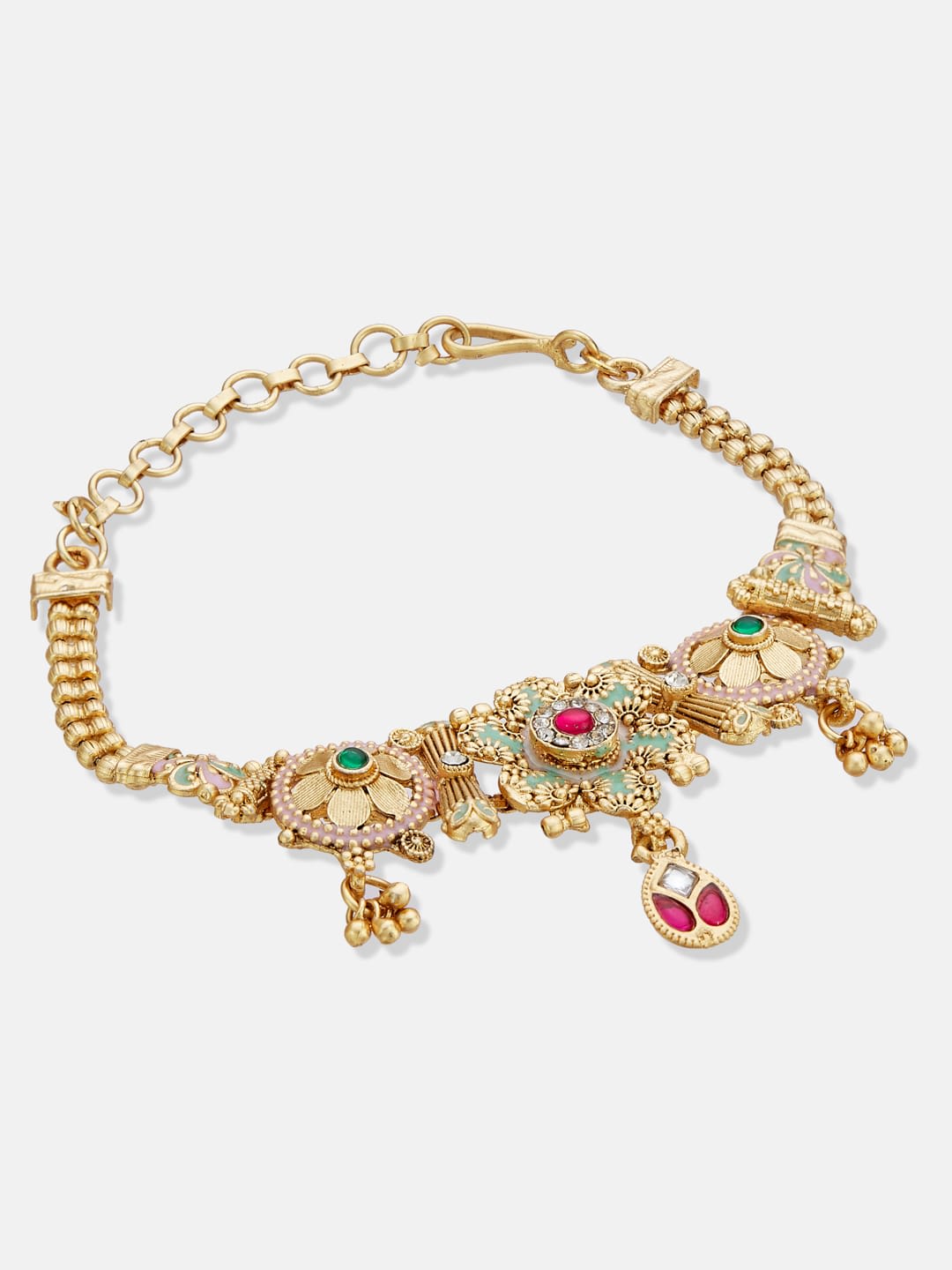 ATIBELLE Women Brass Cubic Zirconia Gold-Plated Wraparound Bracelet