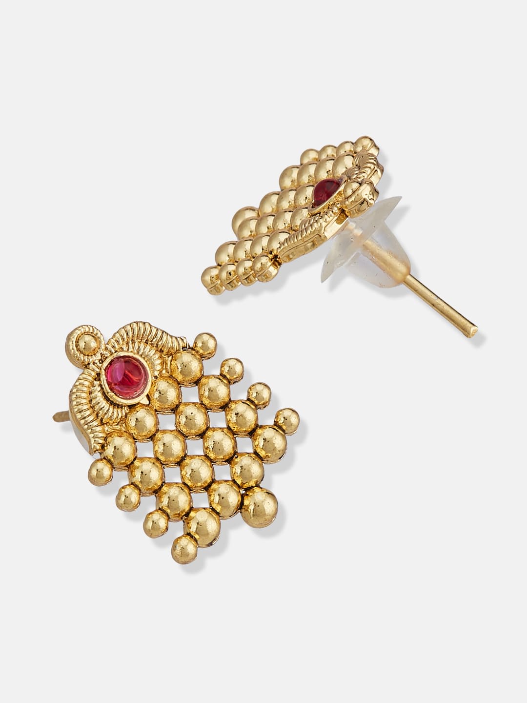 ATIBELLE Gold-Plated Artificial Stones Studded Contemporary Studs