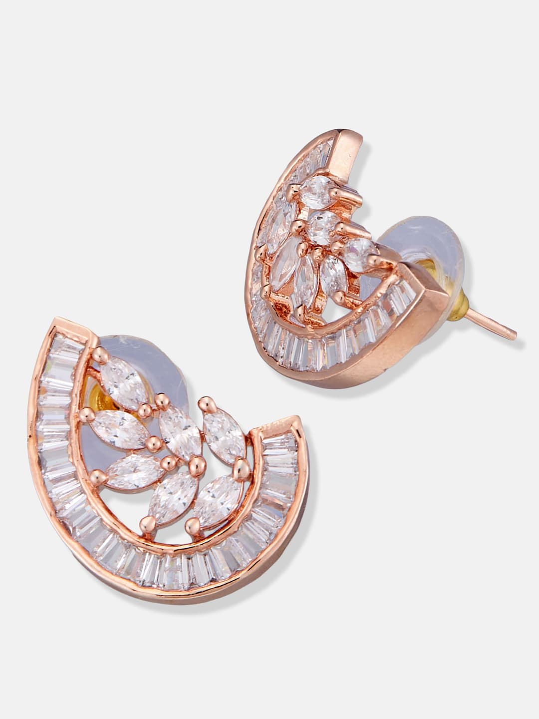 ATIBELLE Gold-Plated Kundan Studded Contemporary Shaped Studs