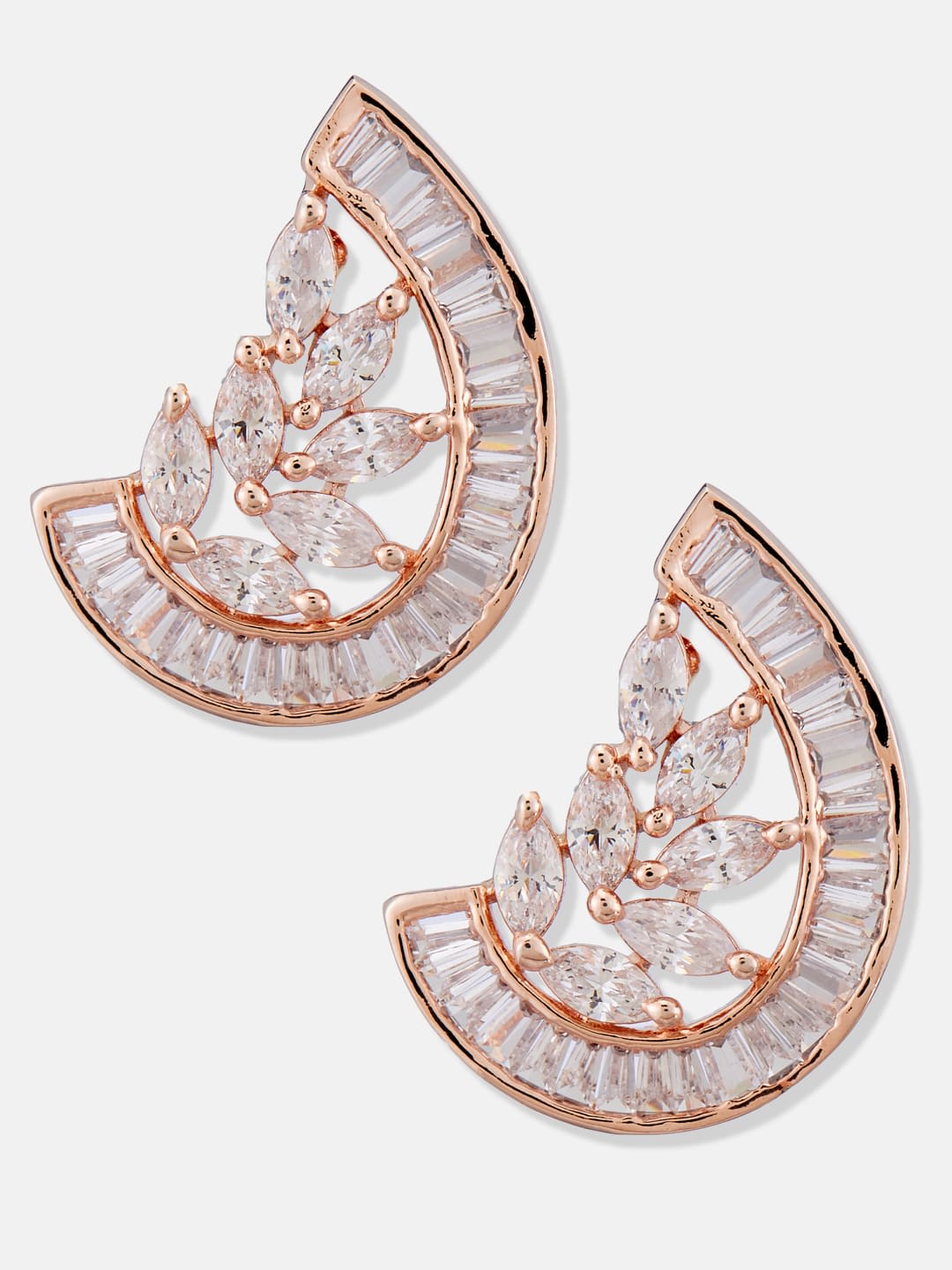 ATIBELLE Gold-Plated Kundan Studded Contemporary Shaped Studs