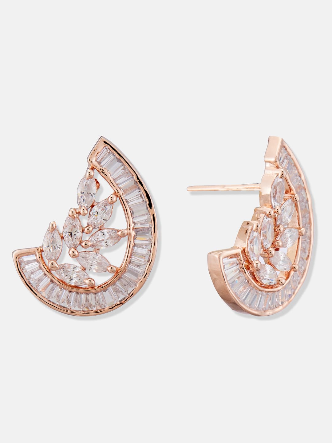 ATIBELLE Gold-Plated Kundan Studded Contemporary Shaped Studs