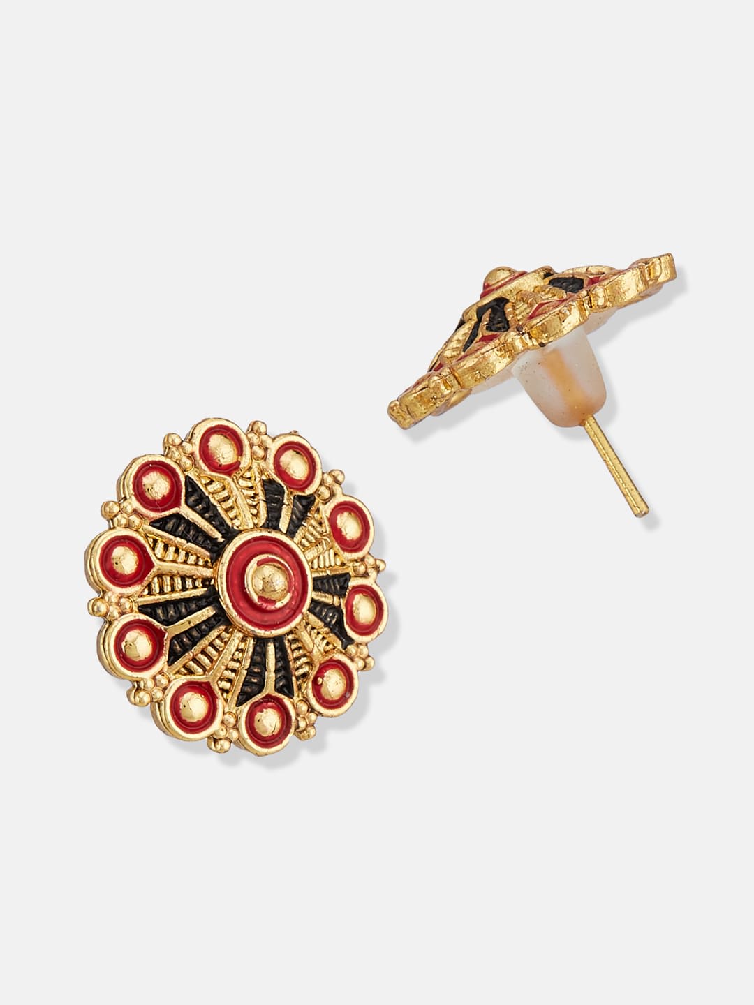 ATIBELLE Gold-Plated Meenakari Floral Studs