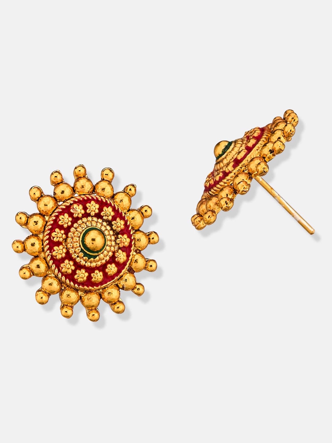 ATIBELLE Gold-Plated Floral Meenakari Work Studs