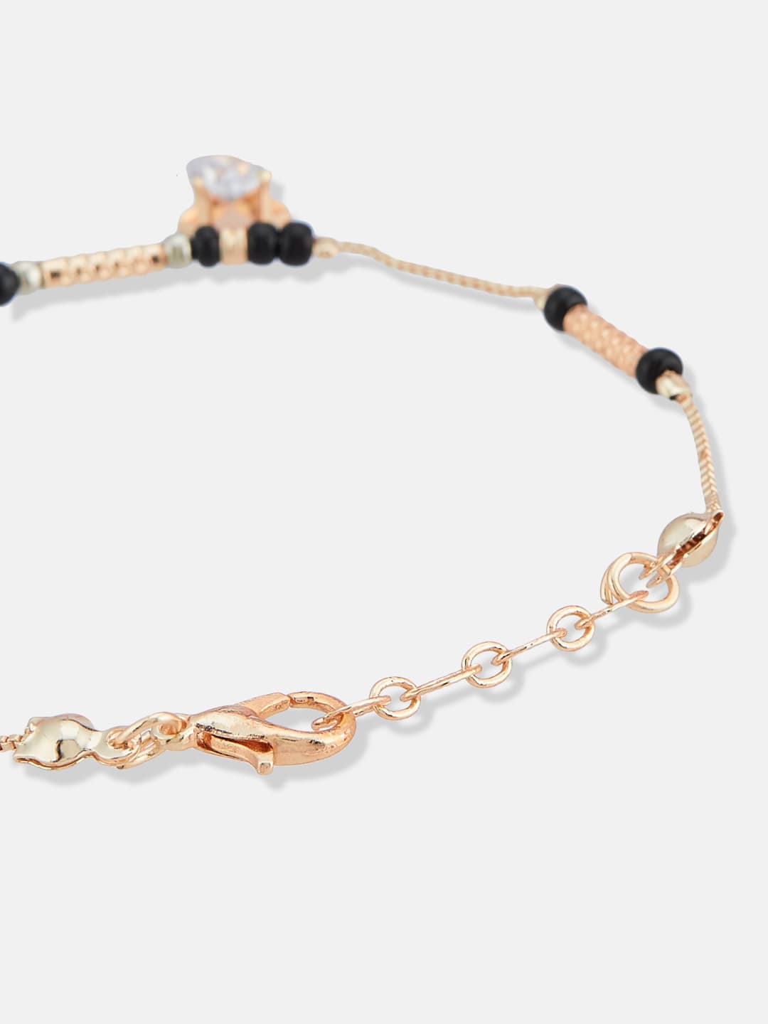 ATIBELLE Gold-Plated Artificial Stones Studded And Beaded Mangalsutra