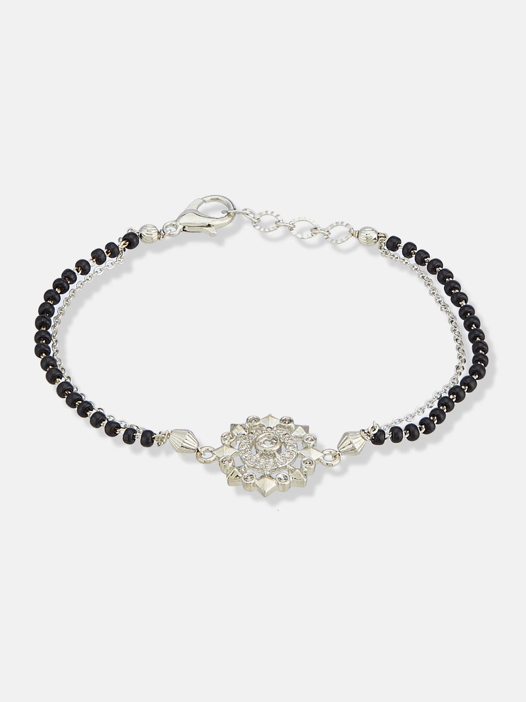 ATIBELLE Silver-Plated Cubic Zirconia Studded Mangalsutra