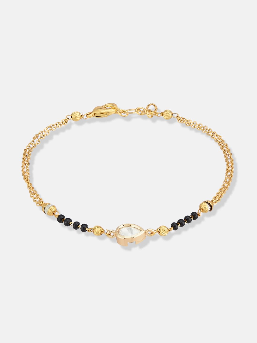 ATIBELLE Gold-Plated Kundan Studded And Beads Mangalsutra