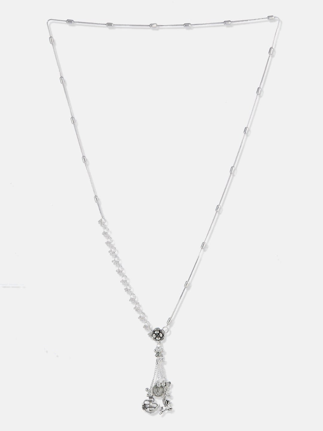 ATIBELLE Silver-Plated Artificial Stones Studded Floral Waist Chain
