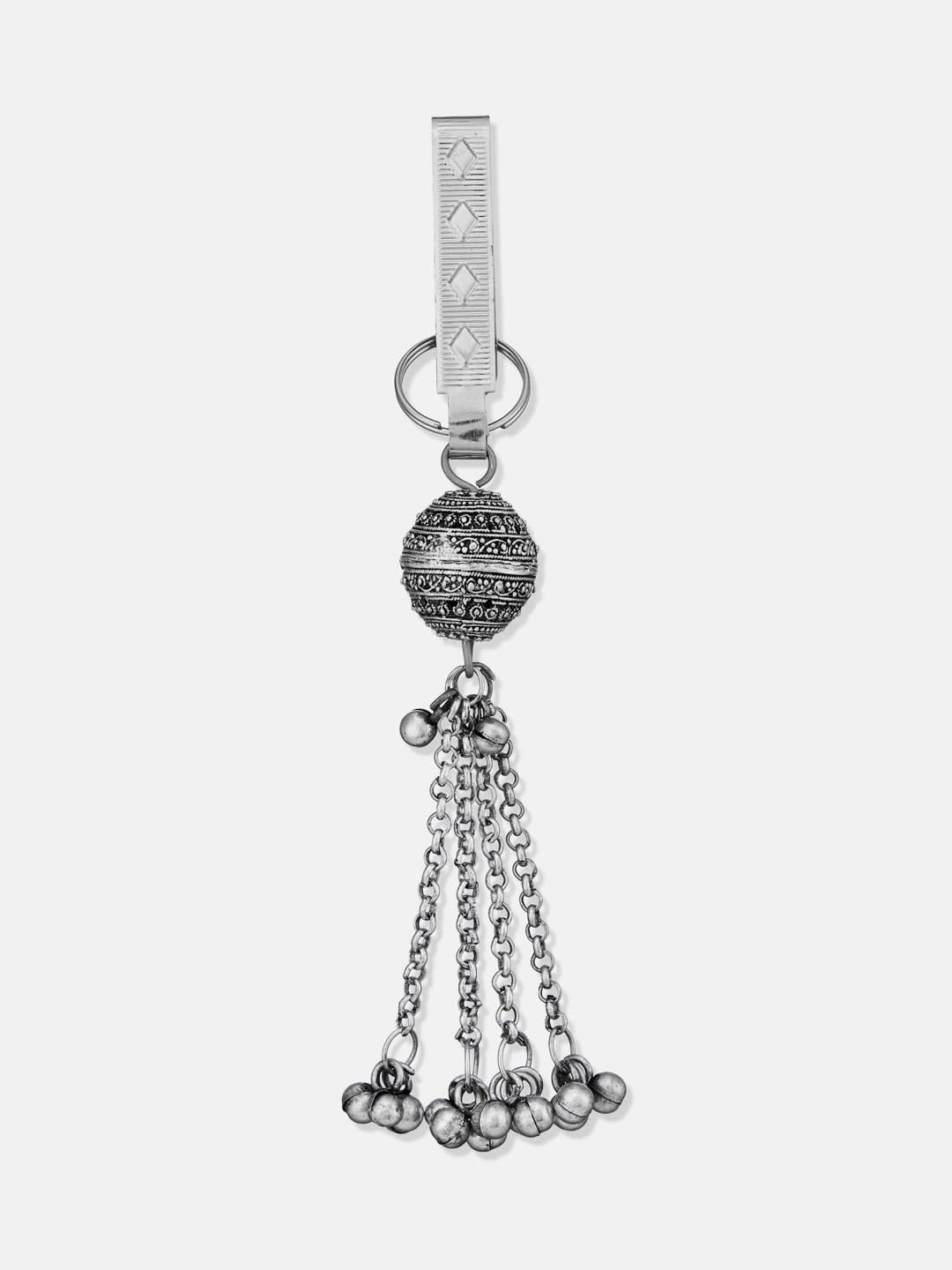 ATIBELLE Silver-Plated Artificial Beads Studded Saree Clip Saree Accessories
