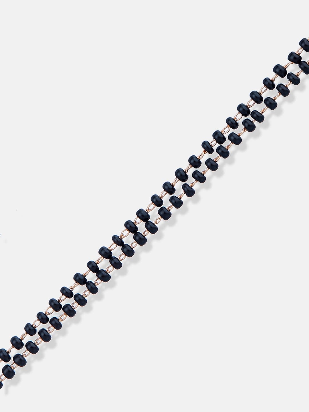 ATIBELLE Rose Gold-Plated Cubic Zirconia Stone Studded & Beaded Floral Shaped Mangalsutra
