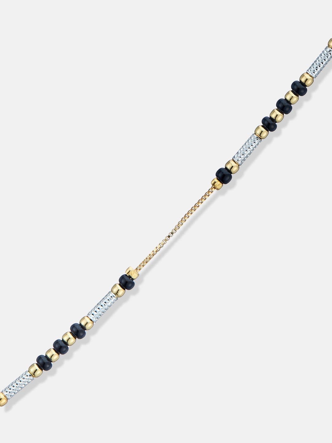 ATIBELLE Gold-Plated Cubic Zirconia Stone Studded & Beaded Heart Shaped Mangalsutra