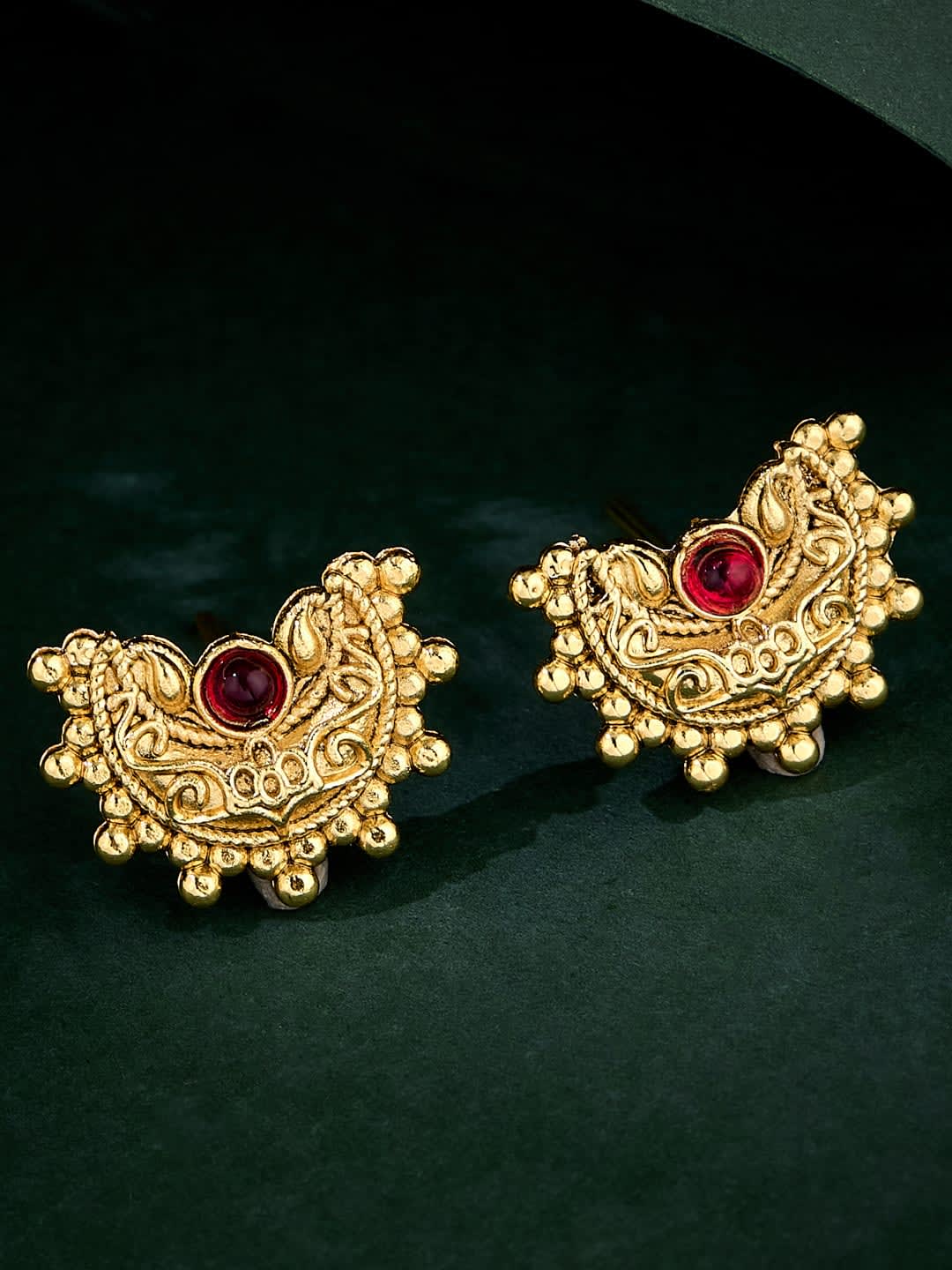 ATIBELLE Gold Plated Artificial Stones Studded Contemporary Studs