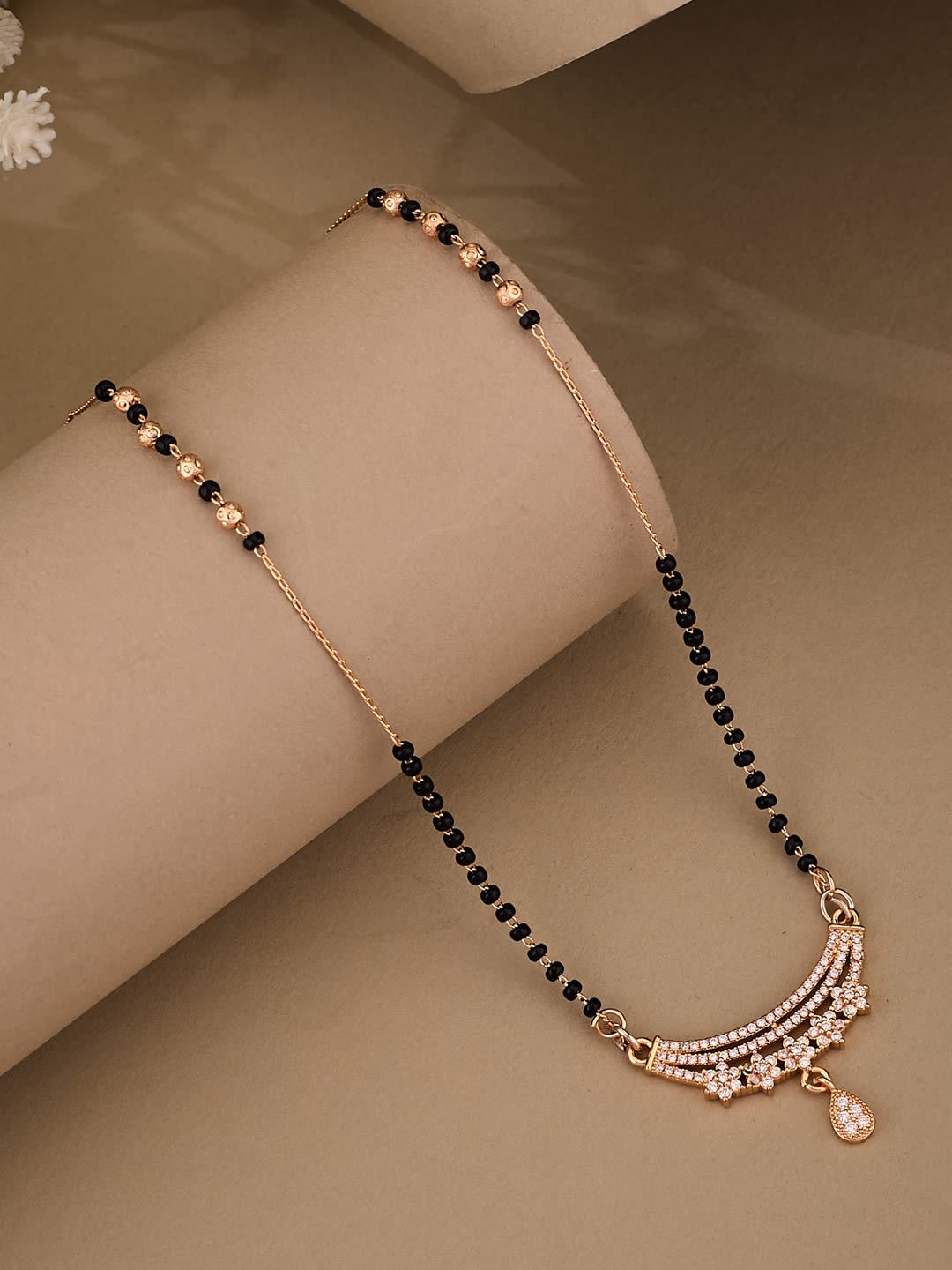 ATIBELLE Gold-Plated Artificial Stones Studded Mangalsutra