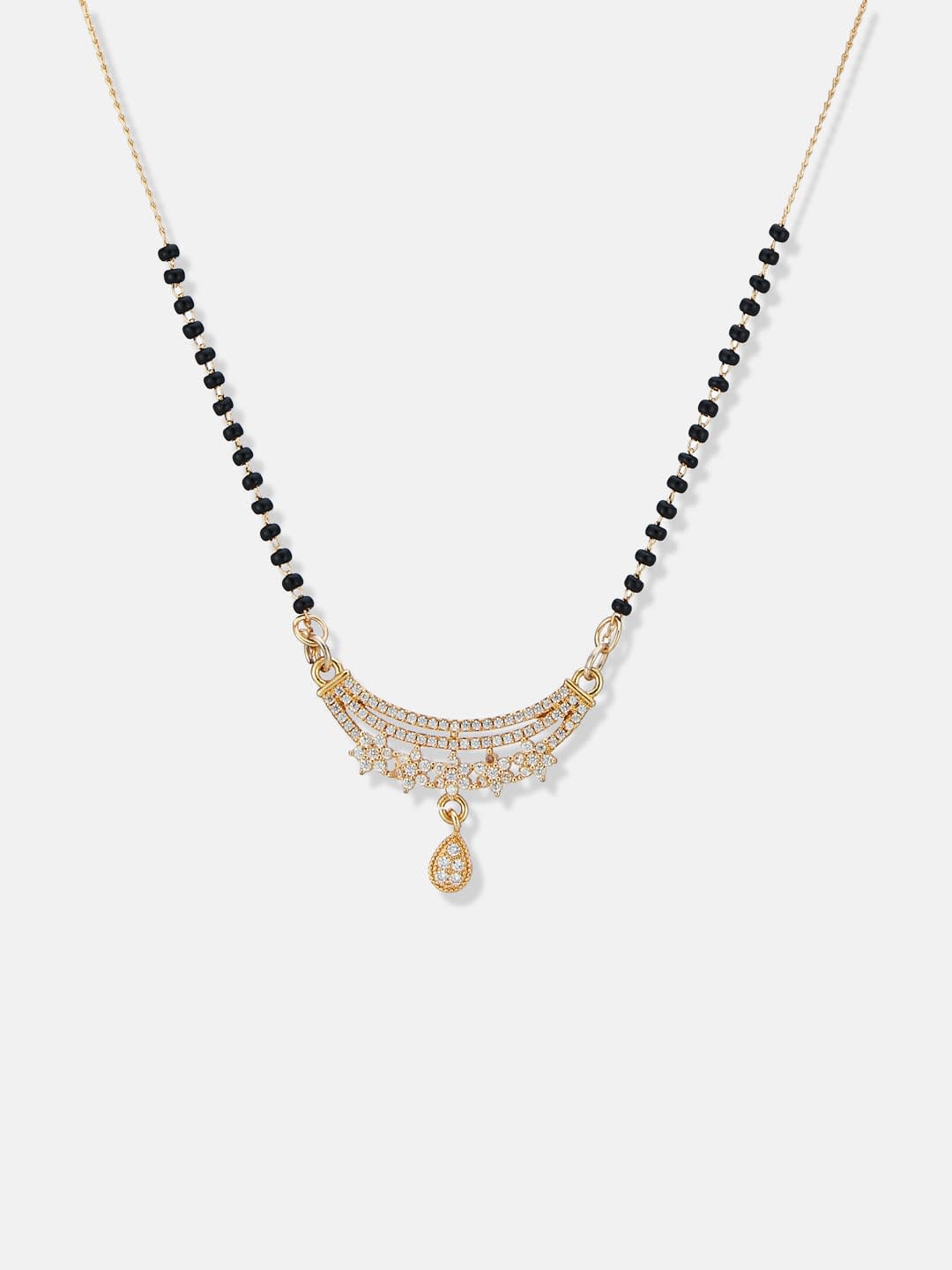 ATIBELLE Gold-Plated Artificial Stones Studded Mangalsutra