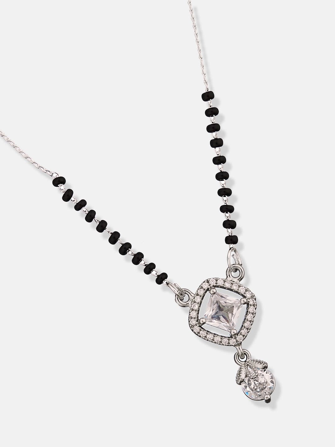 ATIBELLE Silver-Plated Cubic Zirconia Stone Studded Mangalsutra