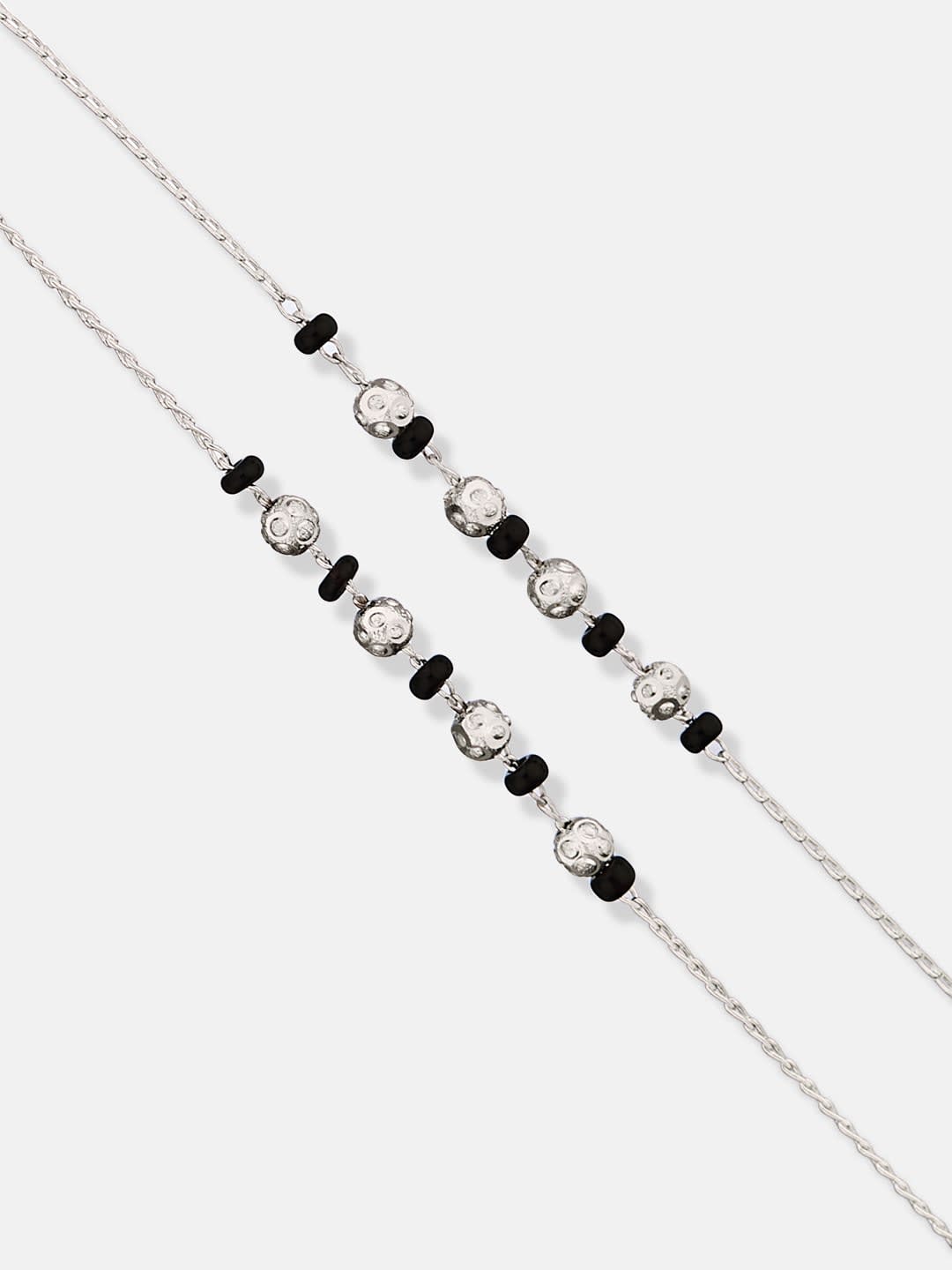 ATIBELLE Silver-Plated Cubic Zirconia Stone Studded Mangalsutra