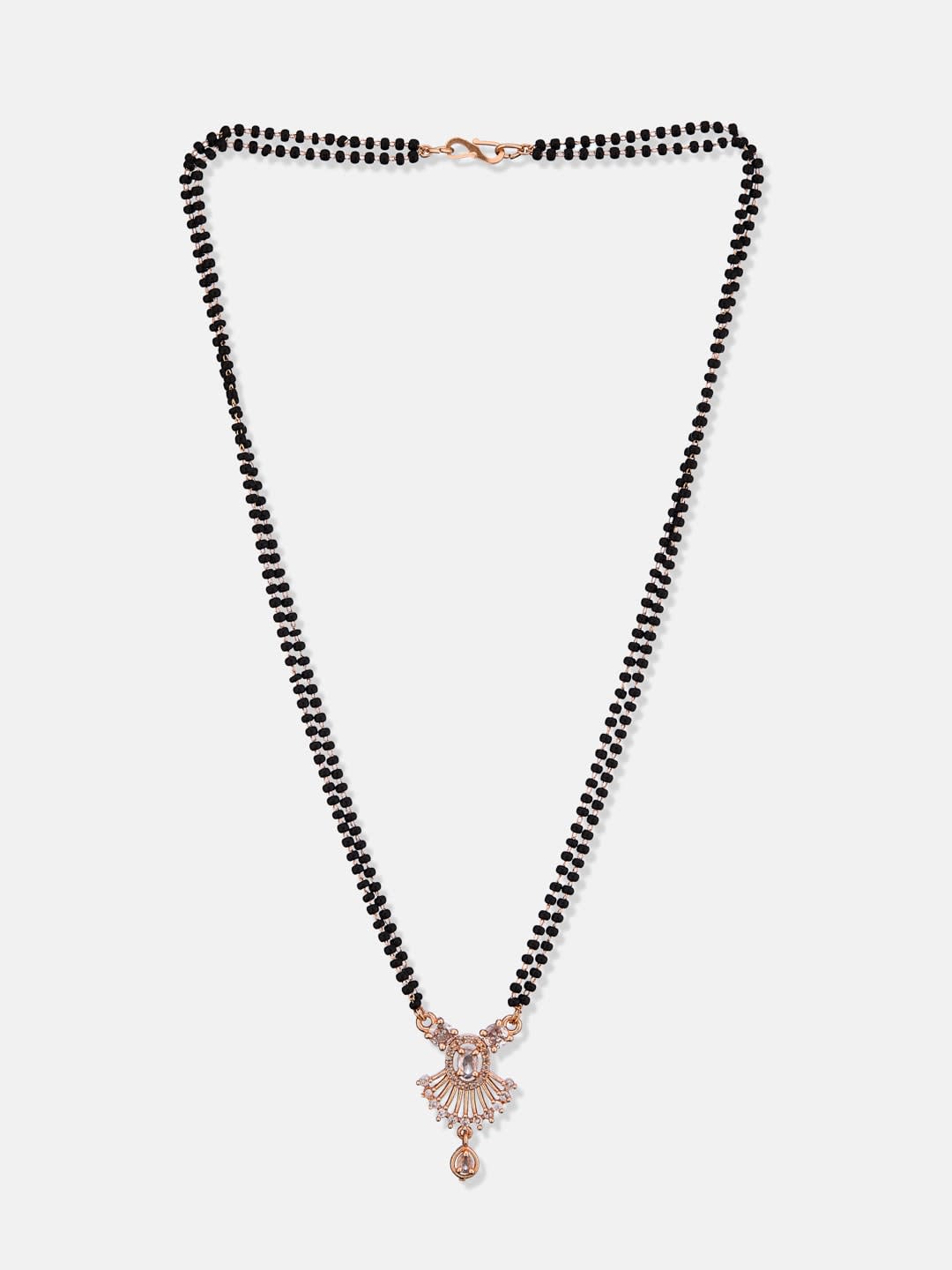 ATIBELLE Rose Gold-Plated Cubic Zirconia Studded Mangalsutra