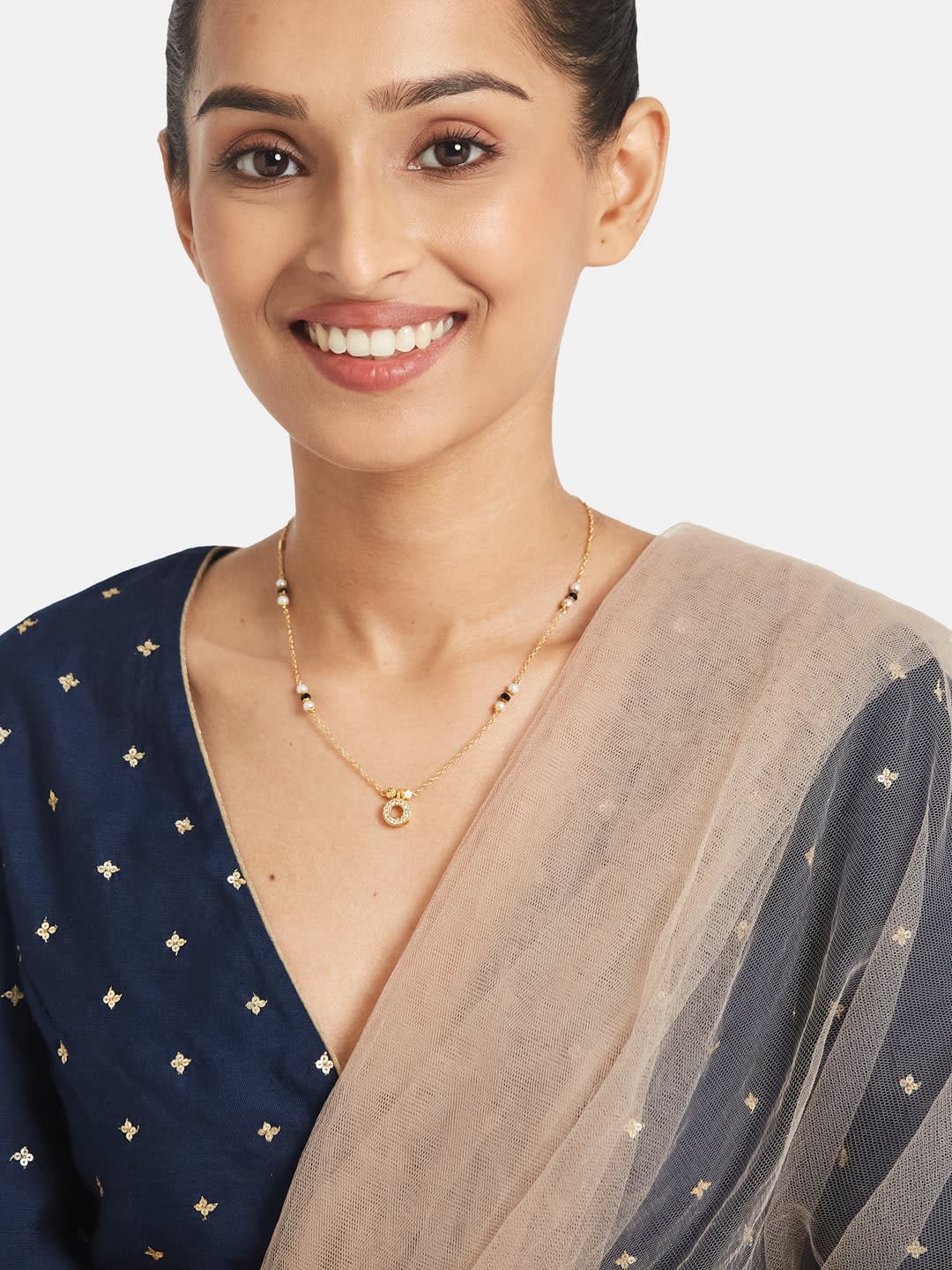 ATIBELLE Gold-Plated Cubic Zirconia Studded Mangalsutra