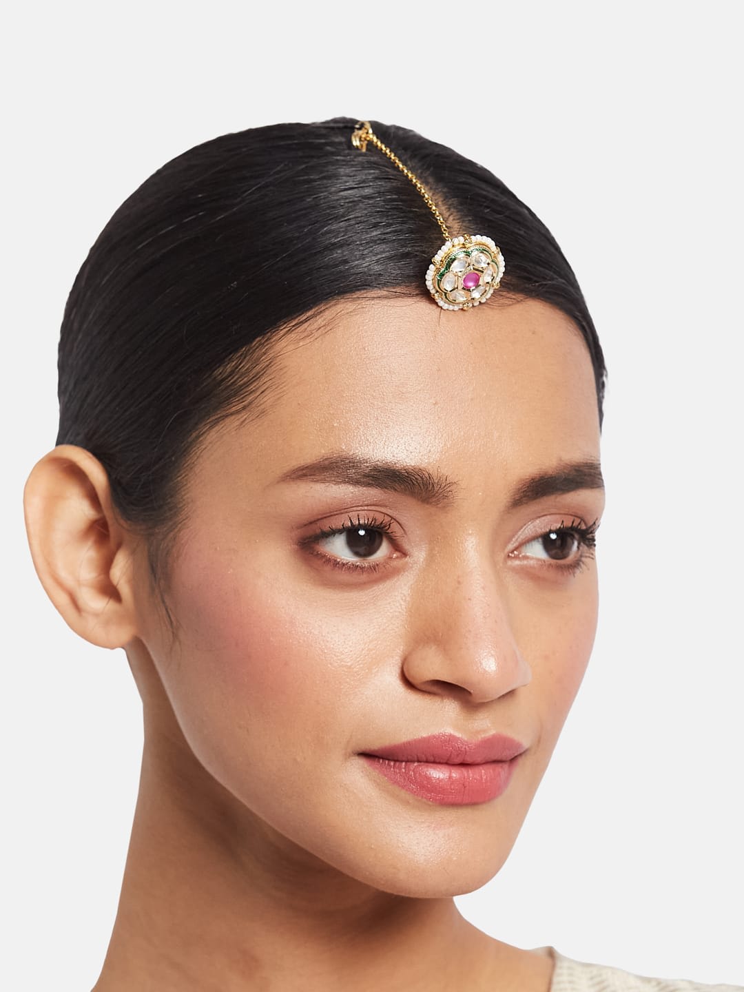 ATIBELLE Gold-Plated Kundan Studded Maang Tikka Head Jewellery