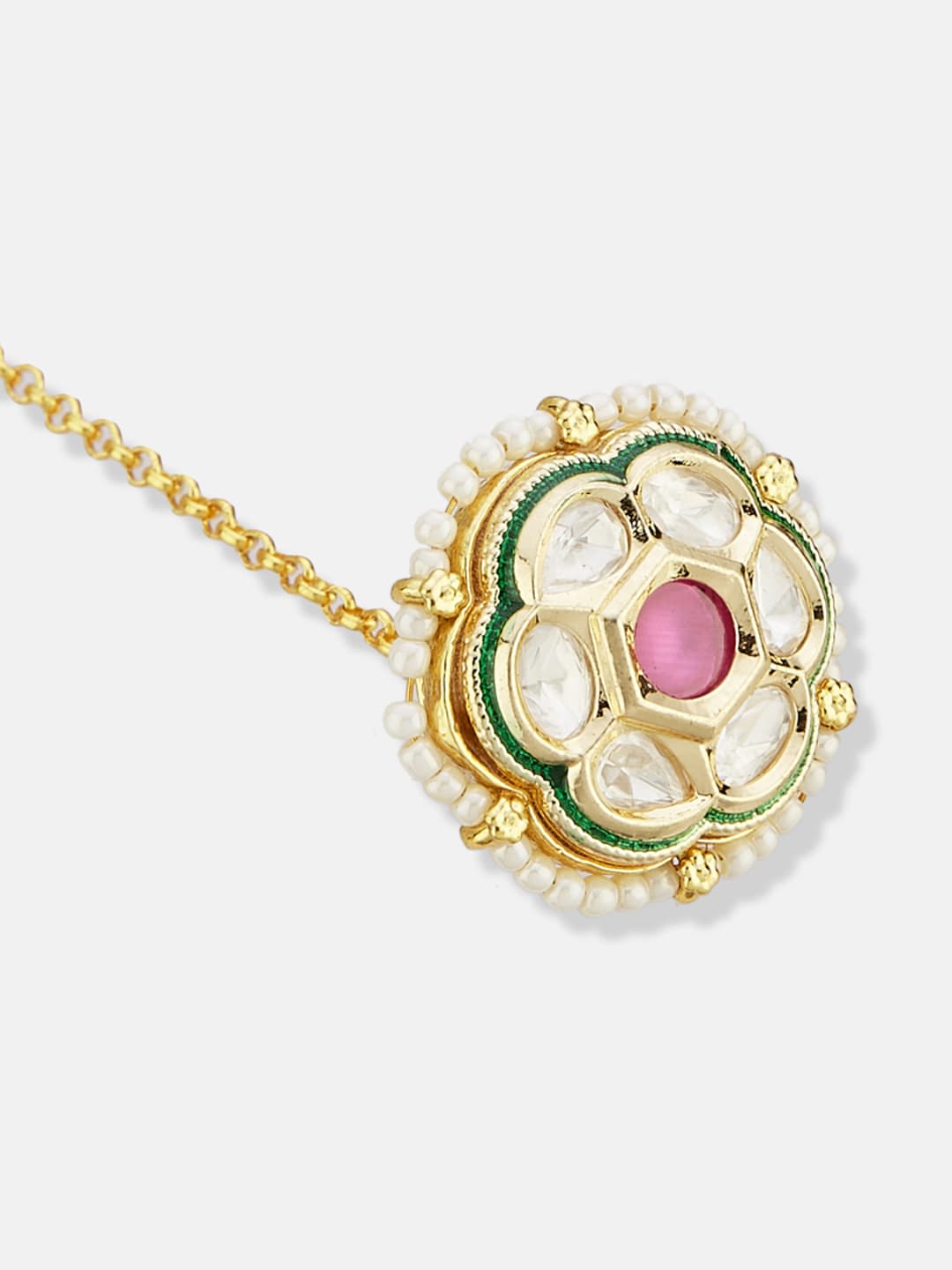 ATIBELLE Gold-Plated Kundan Studded Maang Tikka Head Jewellery