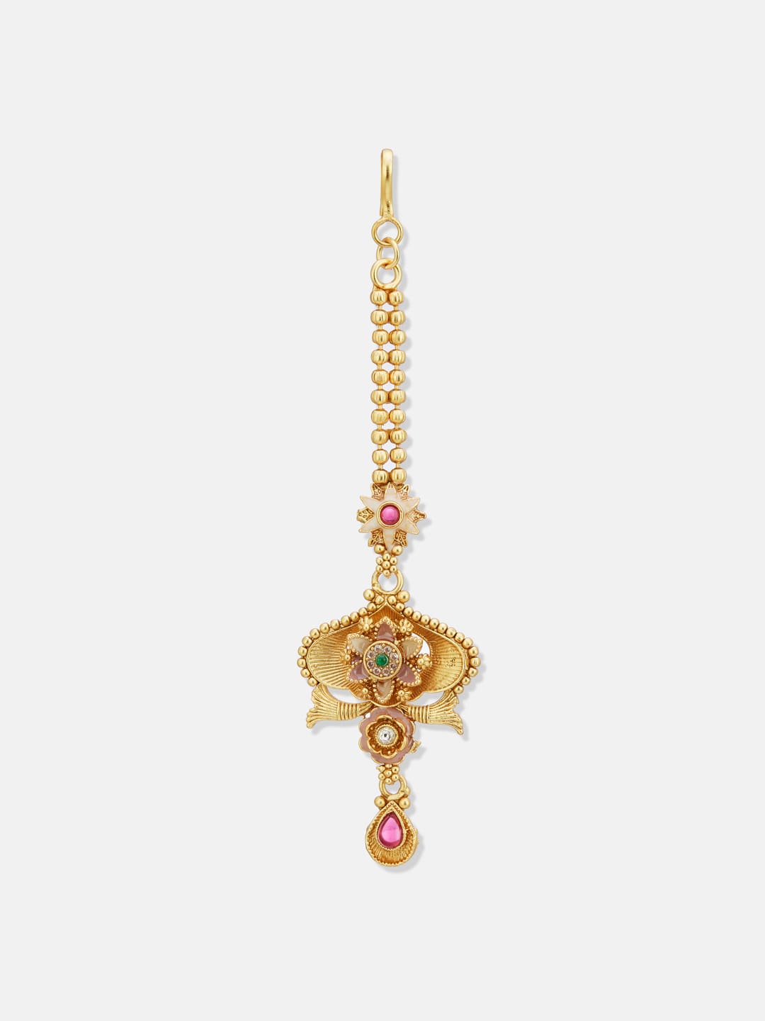 ATIBELLE Gold-Plated American Diamond Studded Maang Tikka Head Jewellery