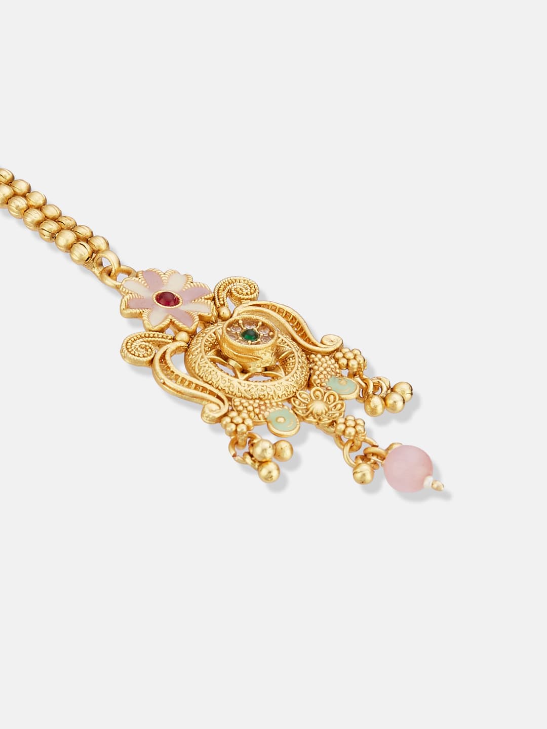 ATIBELLE Gold-Plated American Diamond Studded Maang Tikka Head Jewellery