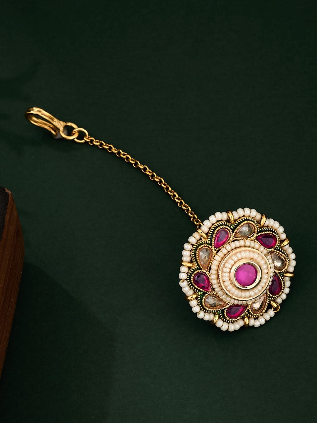ATIBELLE Gold-Plated Kundan Studded Maang Tikka Head Jewellery