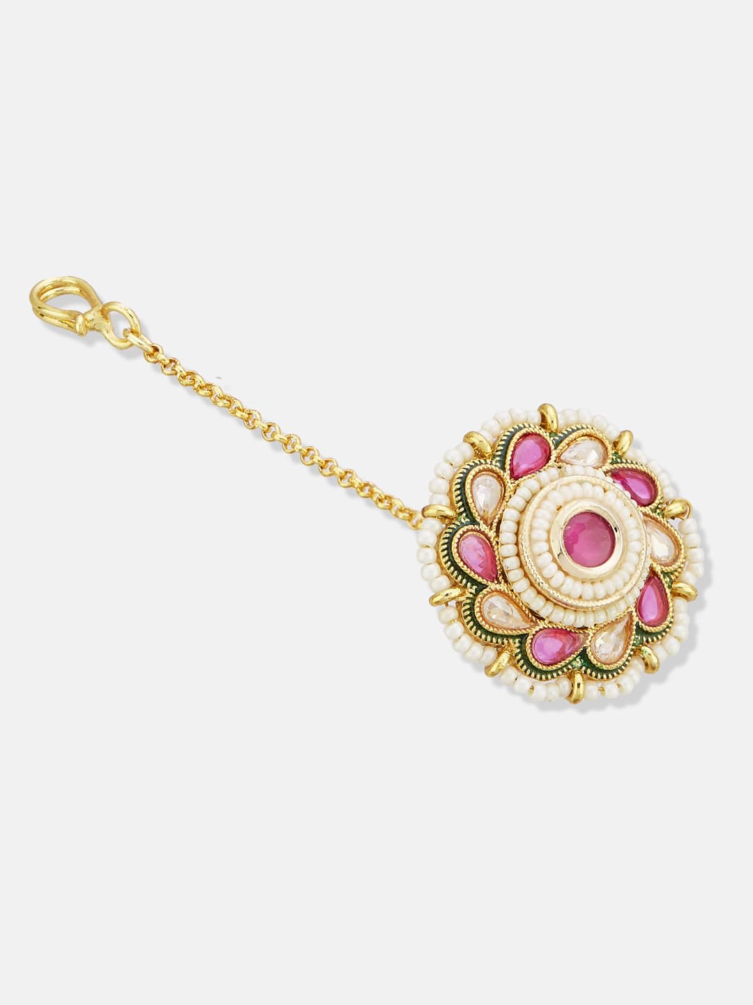 ATIBELLE Gold-Plated Kundan Studded Maang Tikka Head Jewellery