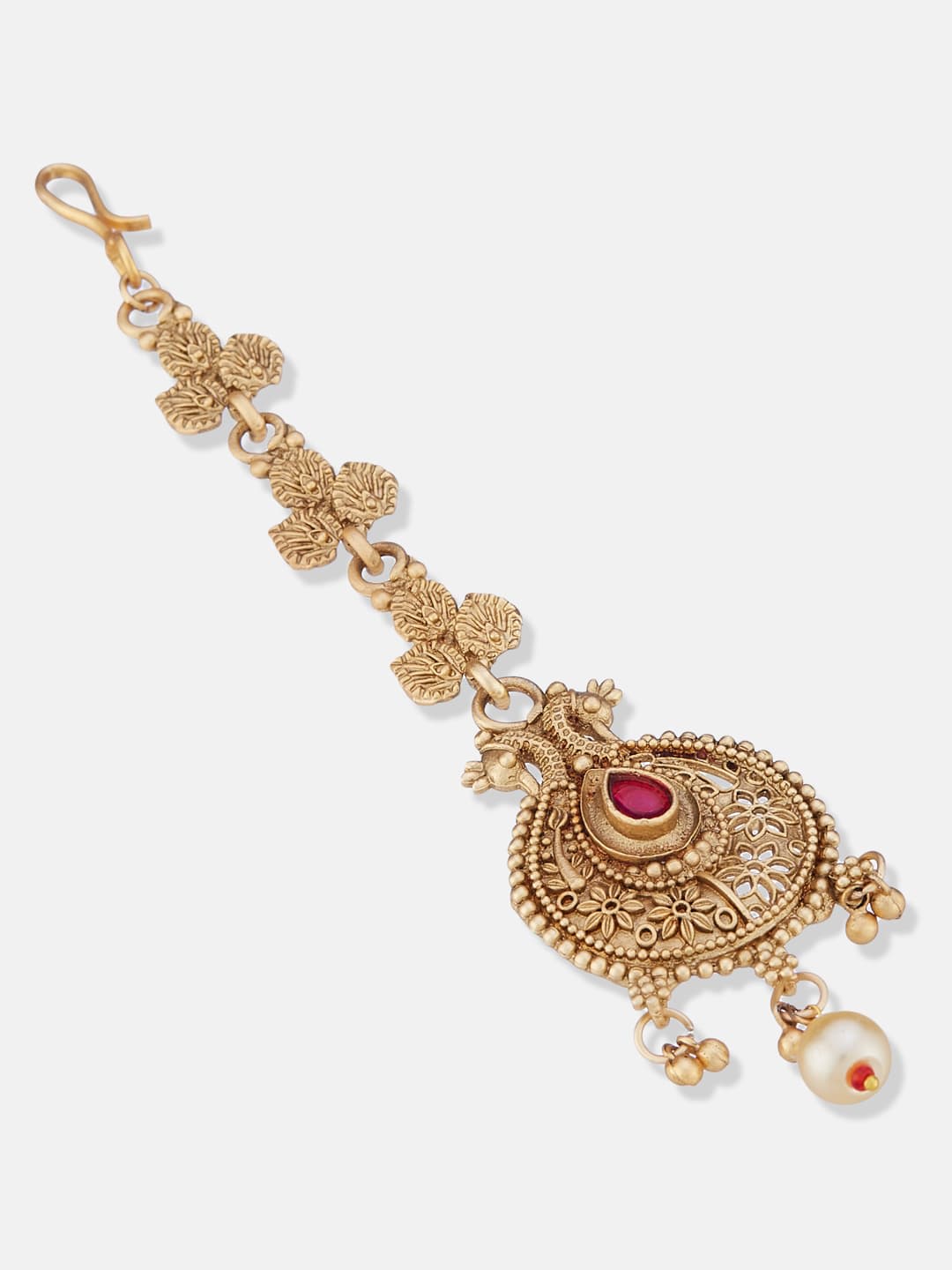ATIBELLE Gold-Plated Kundan Studded Maang Tikka Head Jewellery