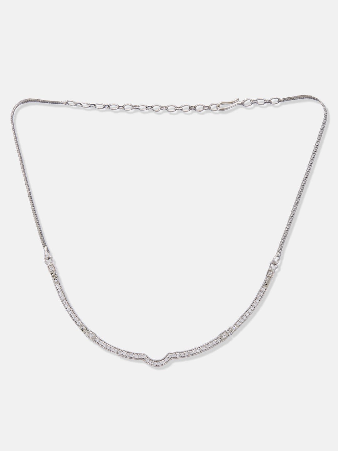 ATIBELLE Silver-Plated Cubic Zirconia Stone Studded Statement Necklace