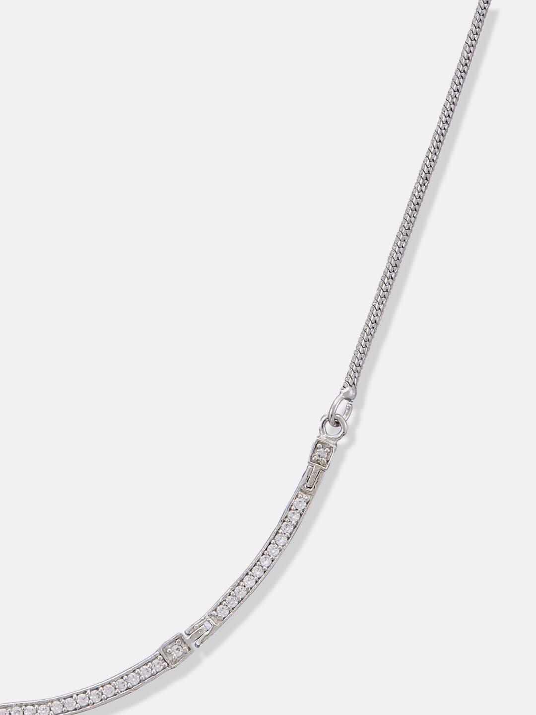 ATIBELLE Silver-Plated Cubic Zirconia Stone Studded Statement Necklace