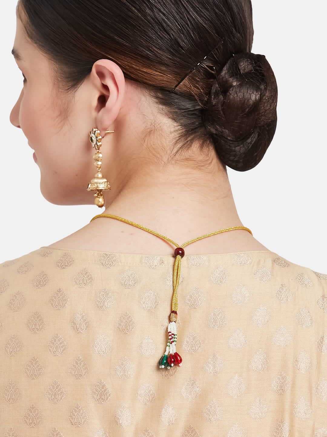 ATIBELLE Gold-Plated Kundan Studded & Beaded Jewellery Set