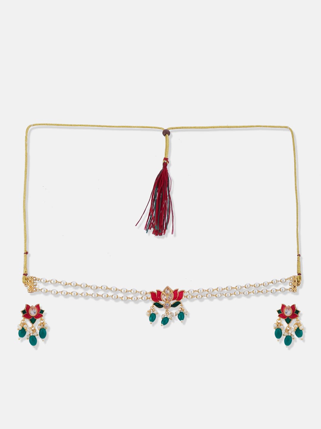 ATIBELLE Gold-Plated Kundan Stone Studded Jewellery Set