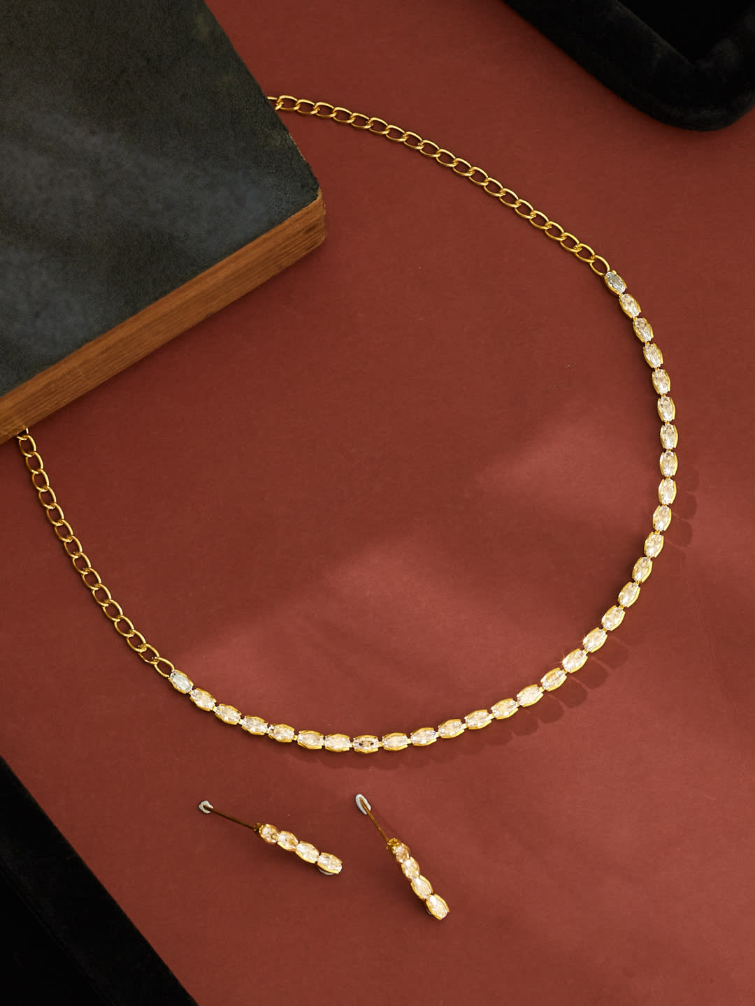 ATIBELLE Gold-Plated Stone Studded Jewellery Set