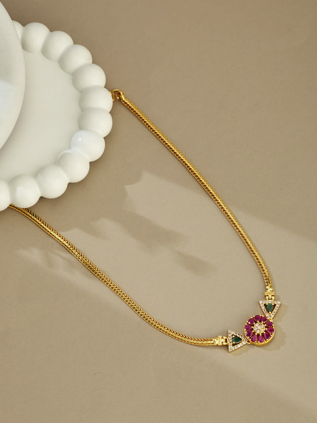 ATIBELLE Brass Gold-Plated Meenakari Necklace