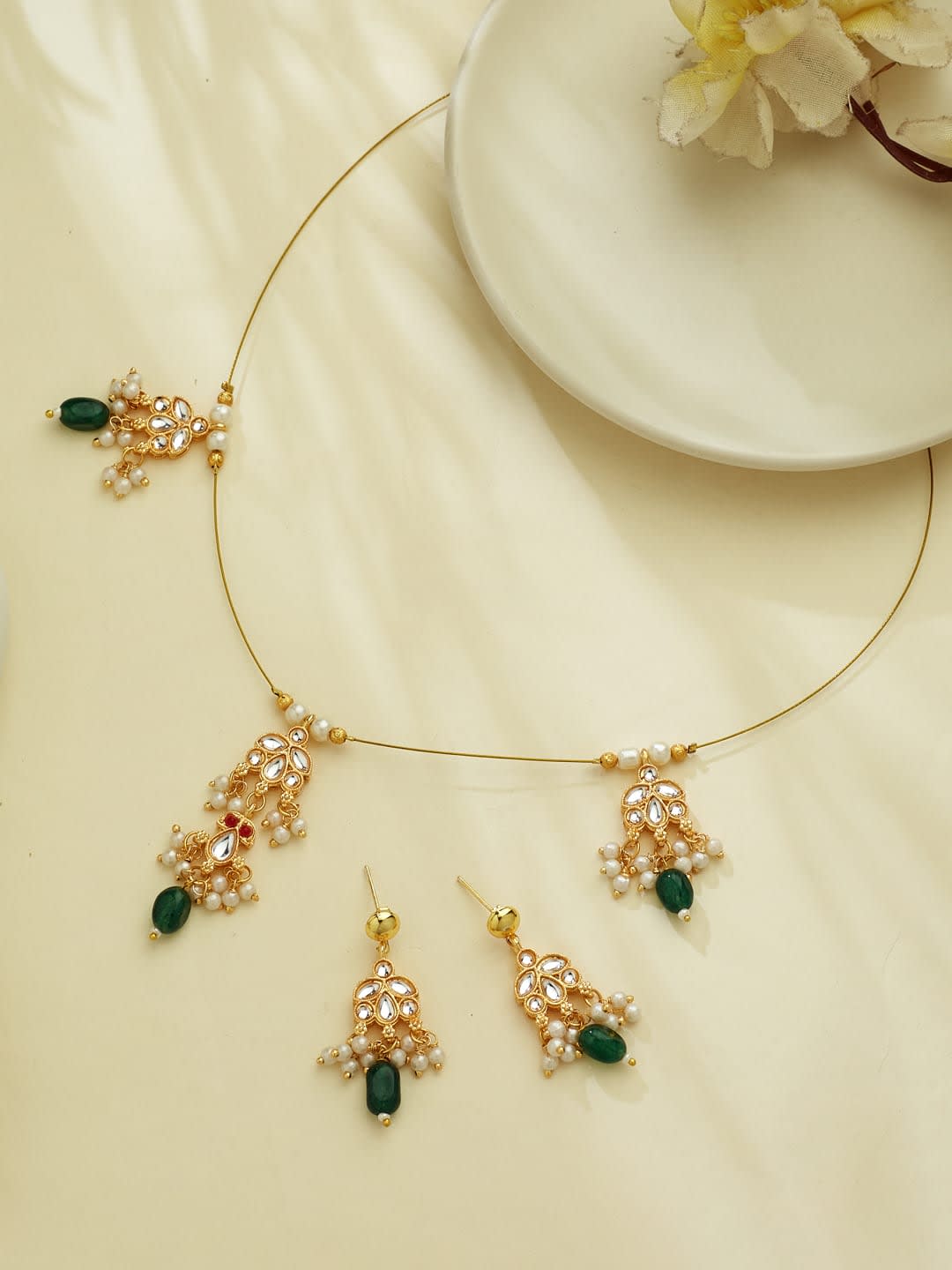 ATIBELLE Gold-Plated Kundan Studded Jewellery Set