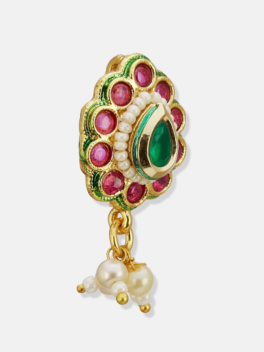 ATIBELLE Gold-Plated Artificial Stones and Beads Stud Nosepin
