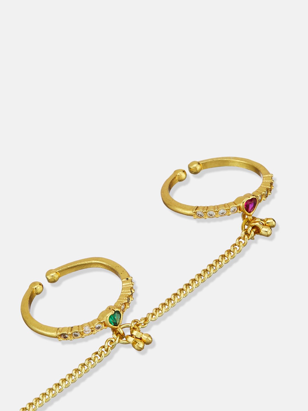 ATIBELLE Gold Plated Cubic Zirconia Studded Chain Link Ring