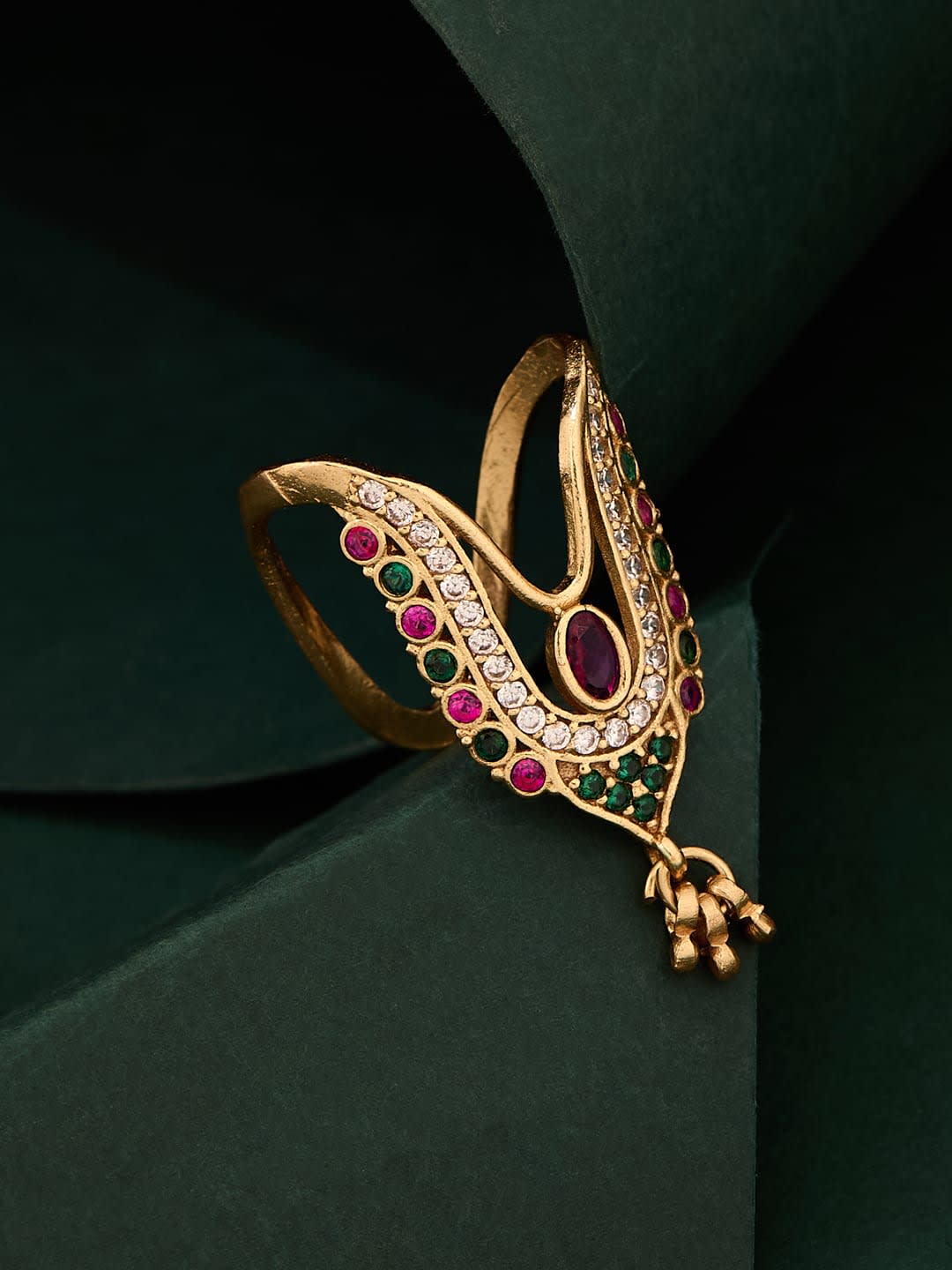 ATIBELLE Gold-Plated Cubic Zirconia Stone Studded Finger Ring