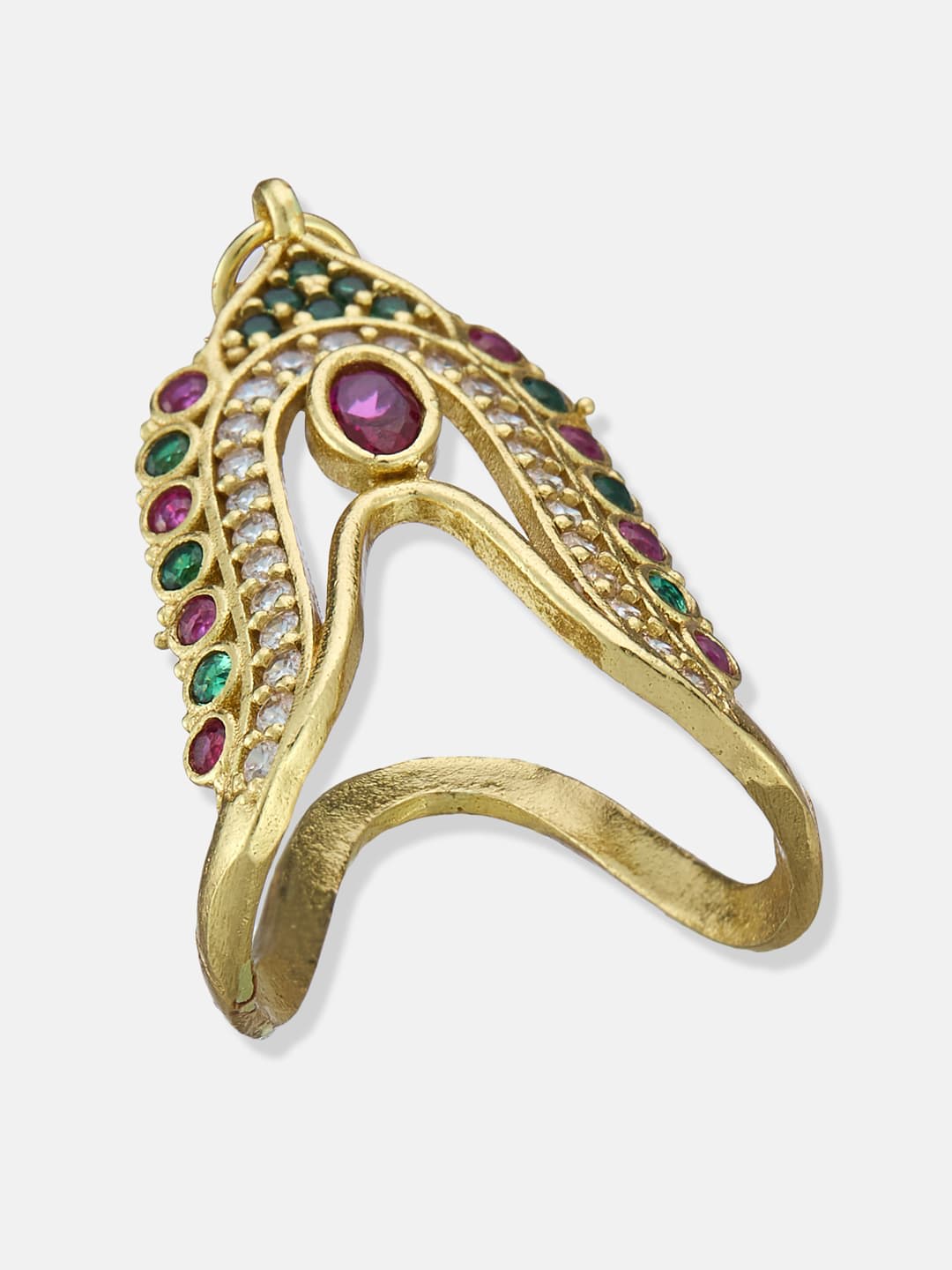 ATIBELLE Gold-Plated Cubic Zirconia Stone Studded Finger Ring