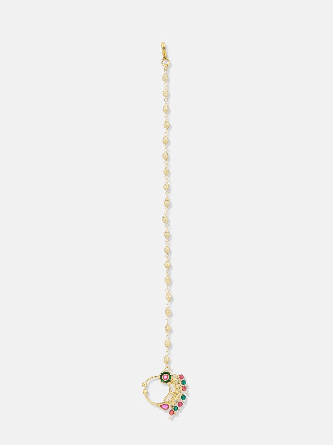 ATIBELLE Gold-Plated Artificial Stones and Beads Ring Nosepin