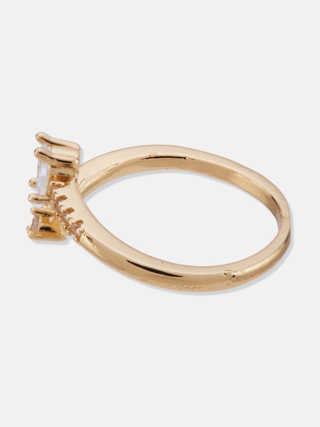 ATIBELLE Gold Plated Cubic Zirconia Stone Studded Oval-Shaped Dazzling Finger Ring