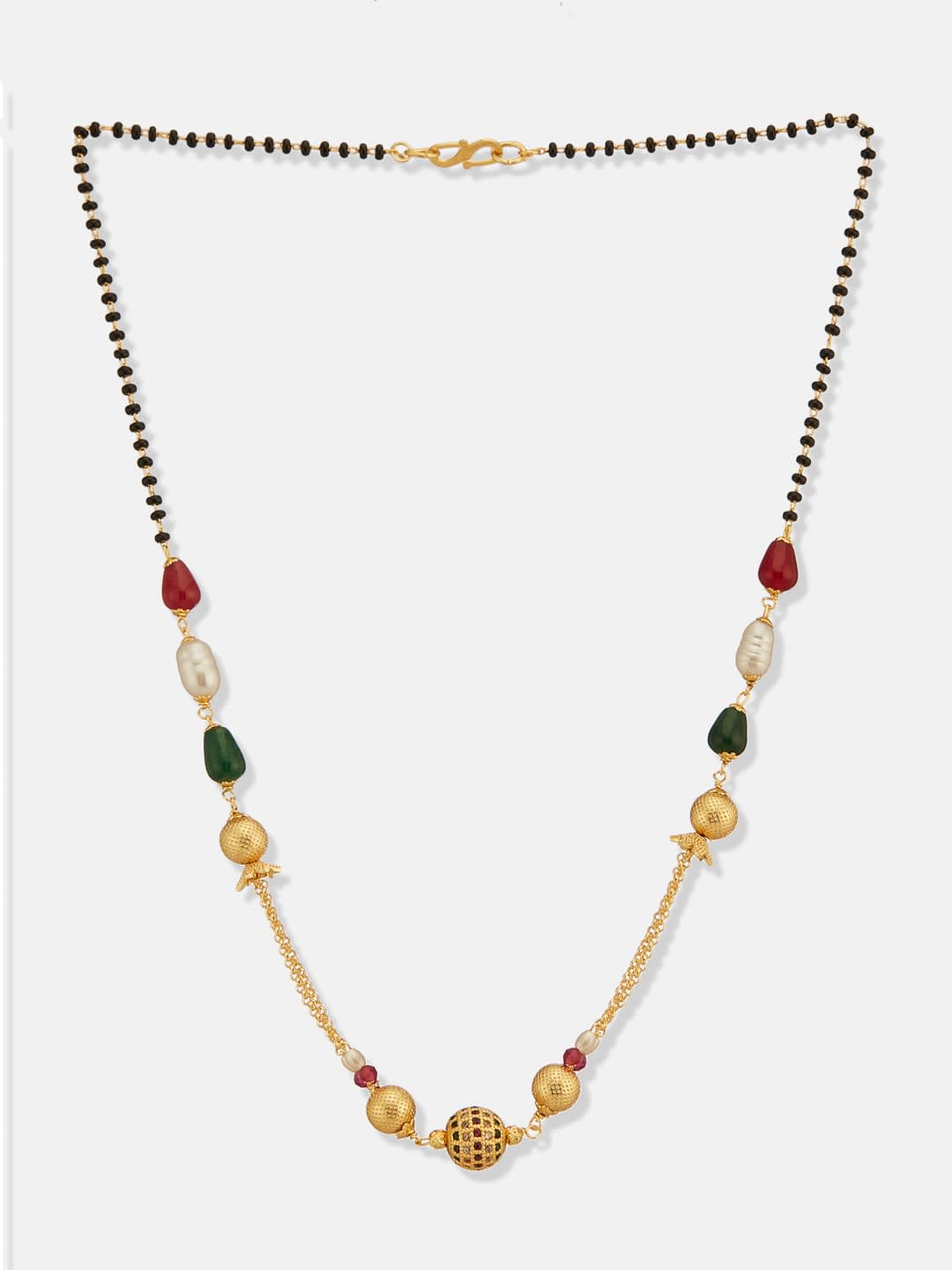 ATIBELLE Gold-Plated Artificial Stones and Beads Mangalsutra