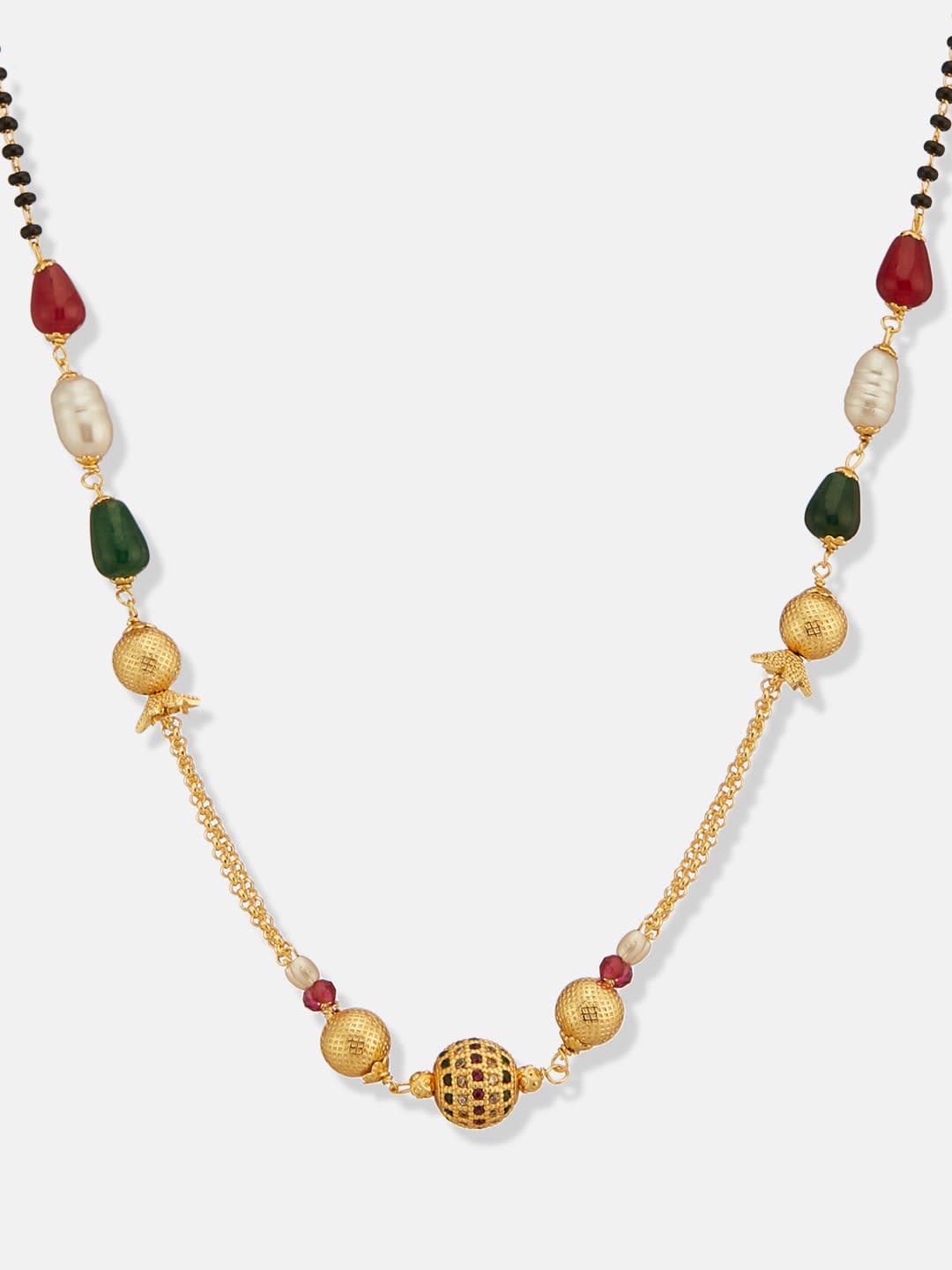 ATIBELLE Gold-Plated Artificial Stones and Beads Mangalsutra