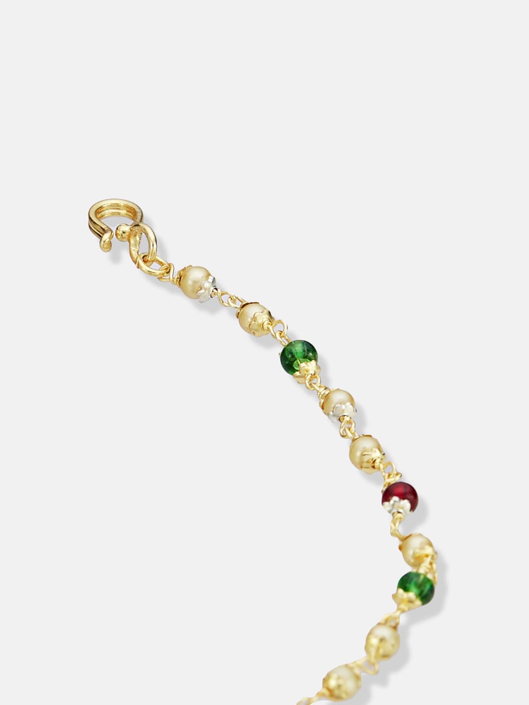 ATIBELLE Gold-Plated Artificial Stones and Beads Chained Nosepin