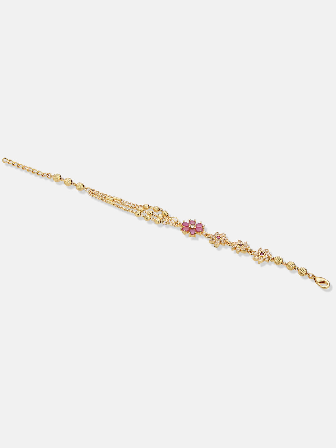 ATIBELLE Women Brass Cubic Zirconia Gold-Plated Link Bracelet