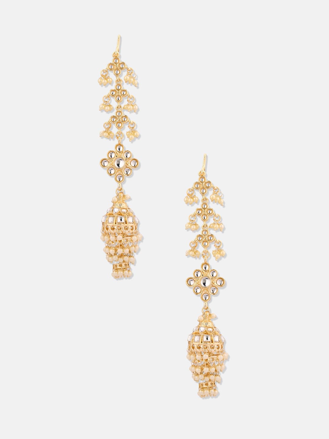 ATIBELLE Gold-Plated Kundan Studded Contemporary Drop Earrings