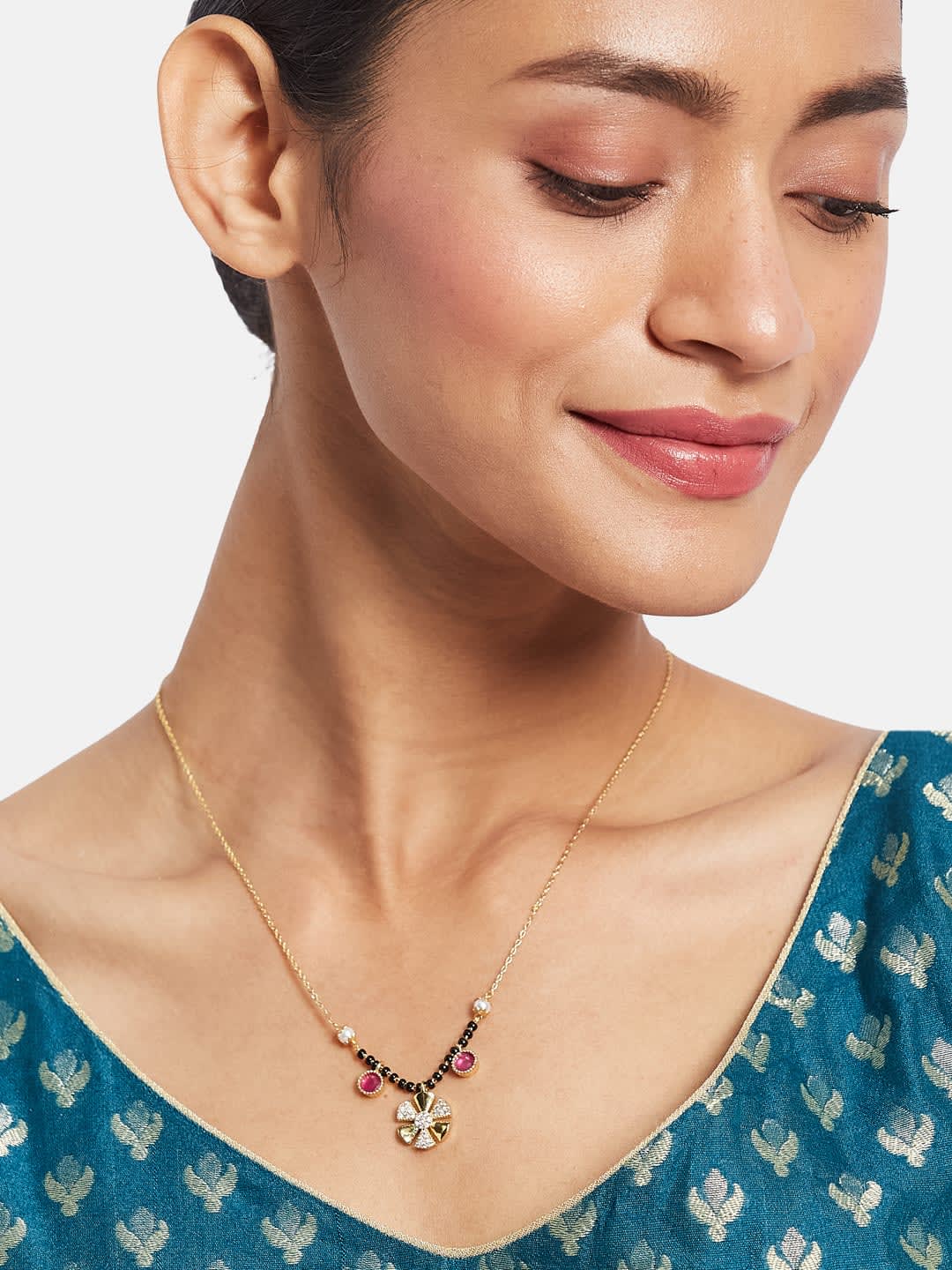 ATIBELLE Gold-Plated Artificial Stones Mangalsutra